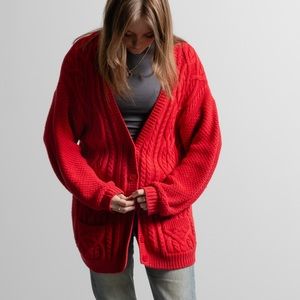 Worthington Red cable knit cardigan
